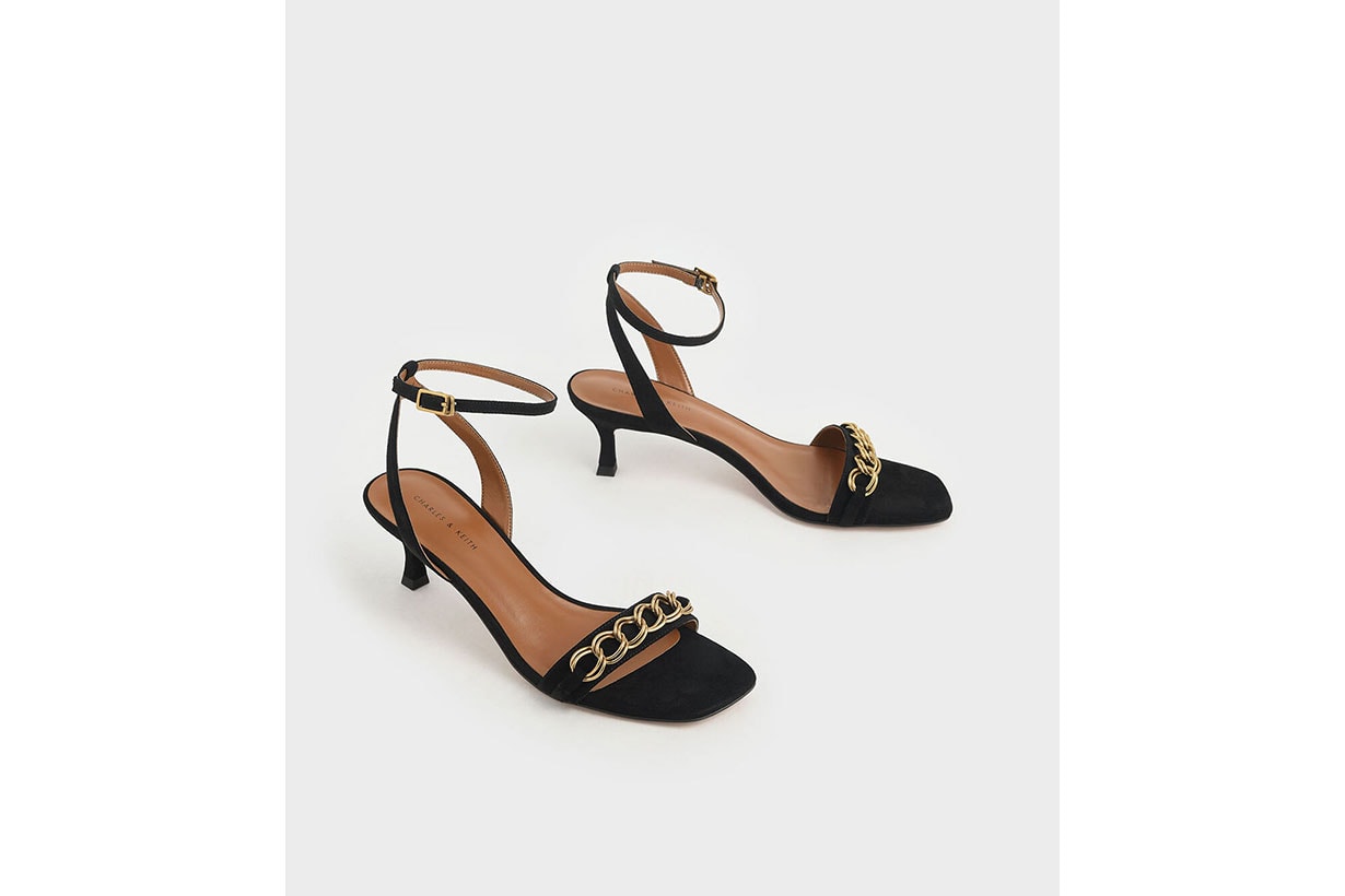 Chain Link Kitten Heel Sandals