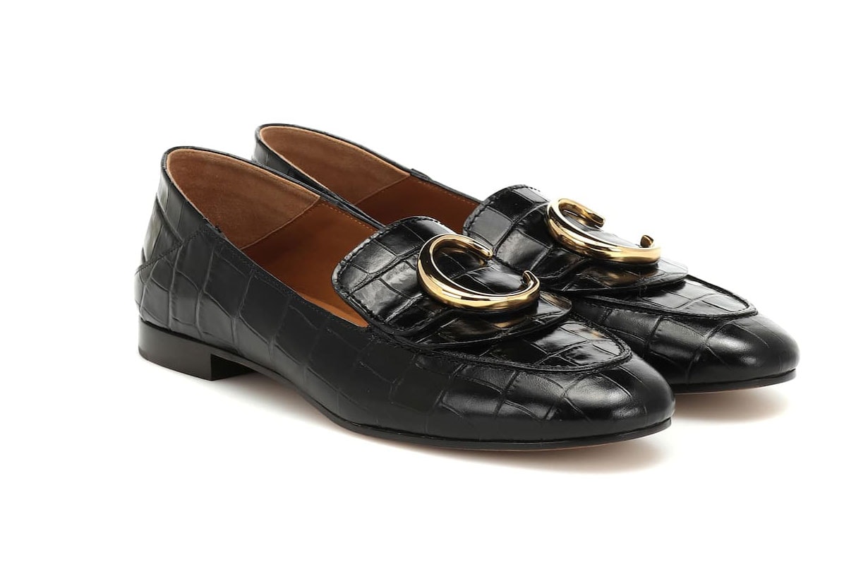 Chloé Embossed Leather Loafers