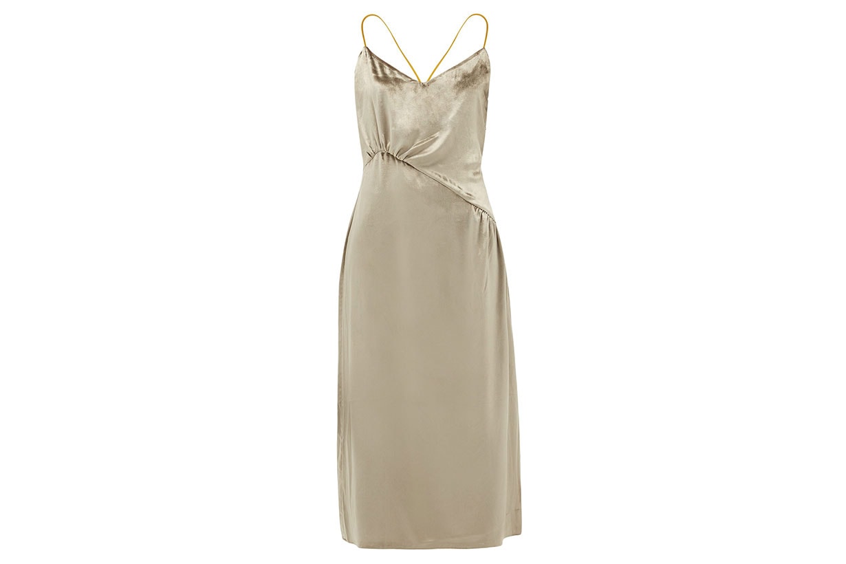 Christie gathered velvet midi dress