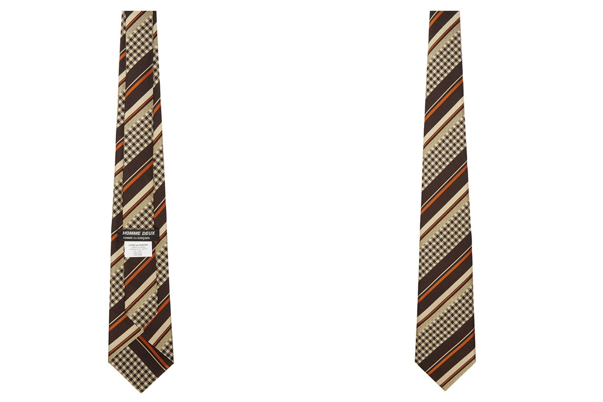 Comme des Garçons Homme Deux Brown & Beige Striped Tie
