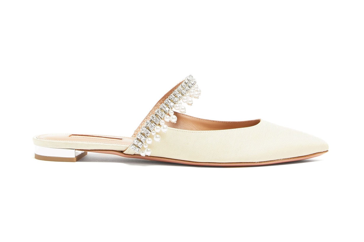 Exquisite Faux-pearl & Crystal Faille Mules
