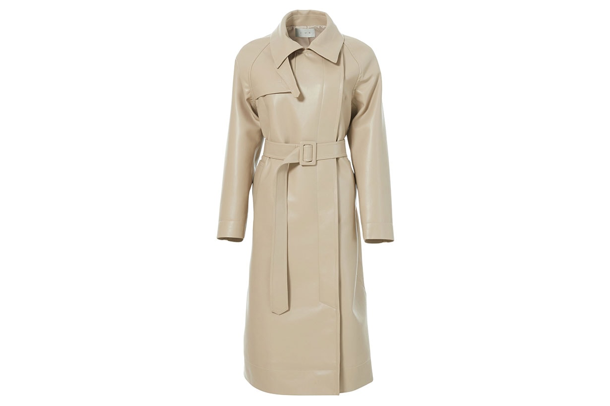 Faux-Leather Trench Coat