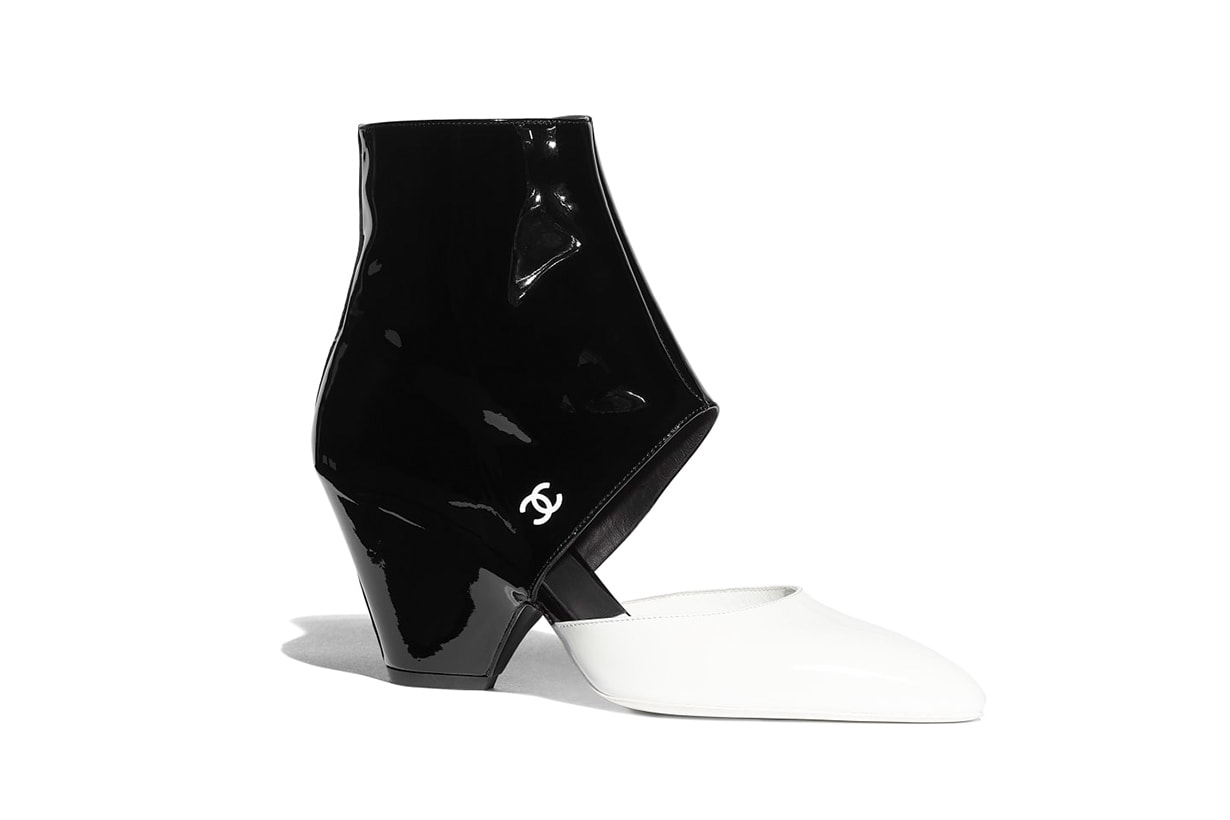 chanel trend boots two tone black and white