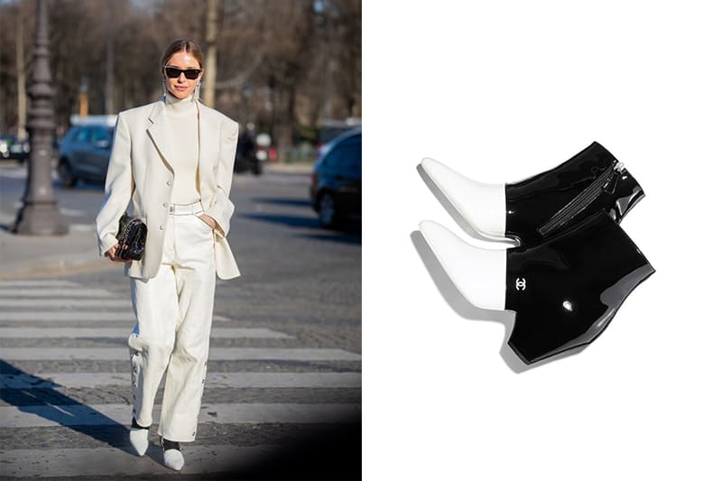 chanel trend boots two tone black and white
