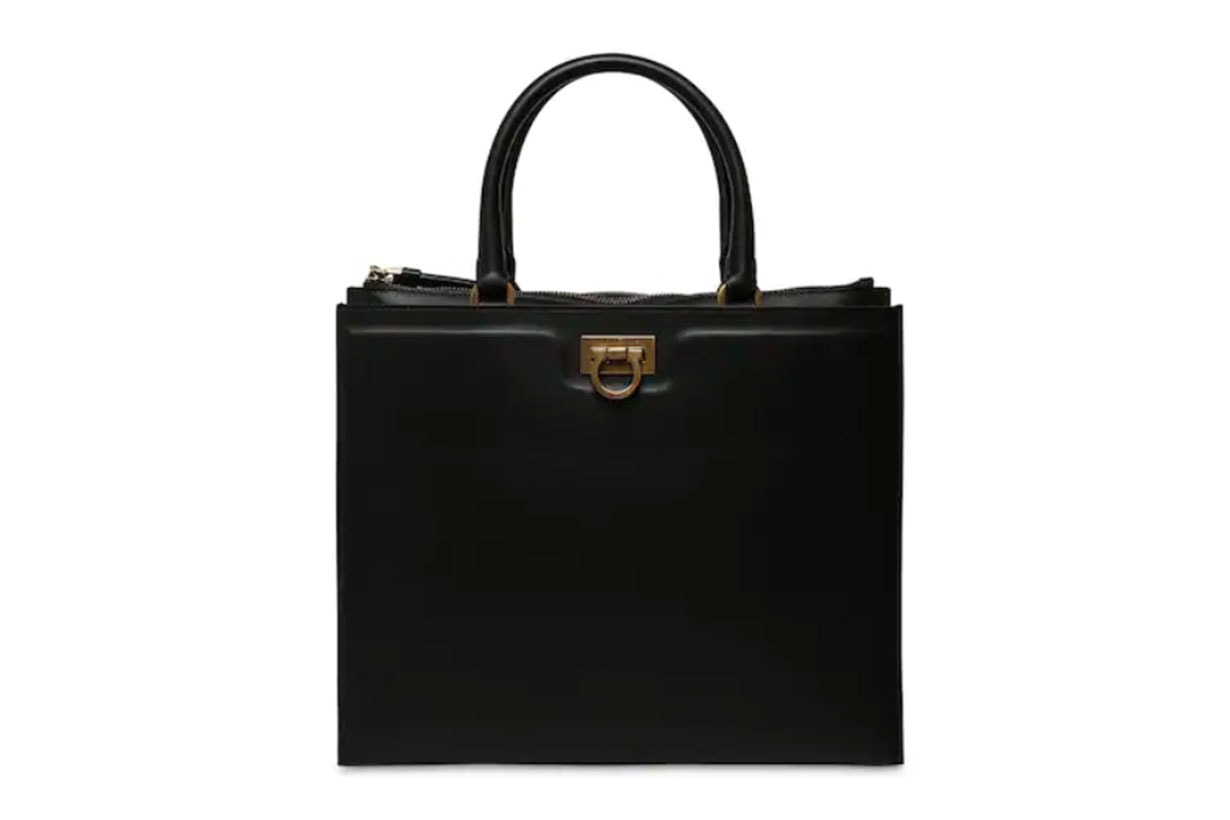 Gancio Squared Leather Top Handle Bag