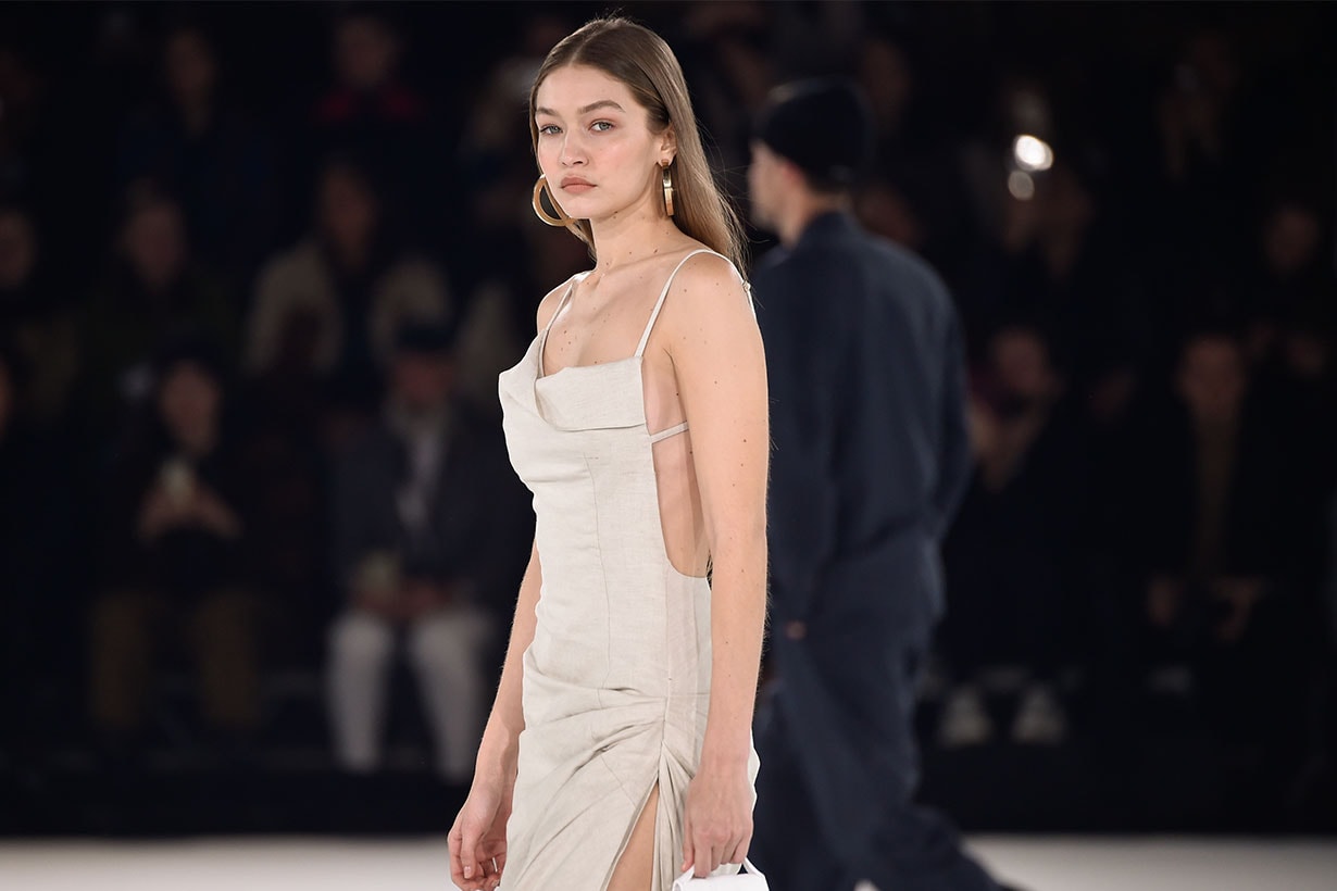 Gigi Hadid walks the runway during the Jacquemus Menswear Fall/Winter 2020-2021 show as part of Paris Fashion Week on January 18, 2020 in Paris, France.