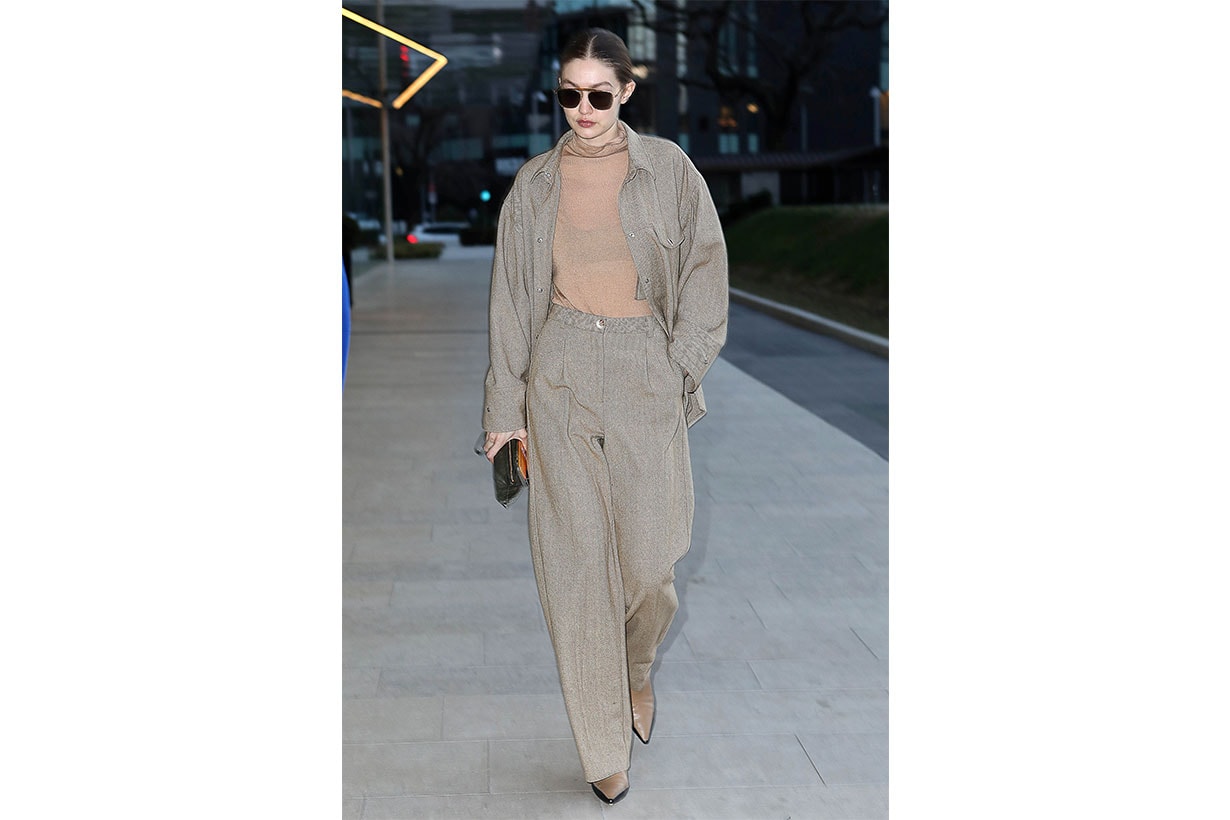 Gigi Hadid is seen during Milan Fashion Week Fall/Winter 2020-2021 on February 19, 2020 in Milan, Italy.