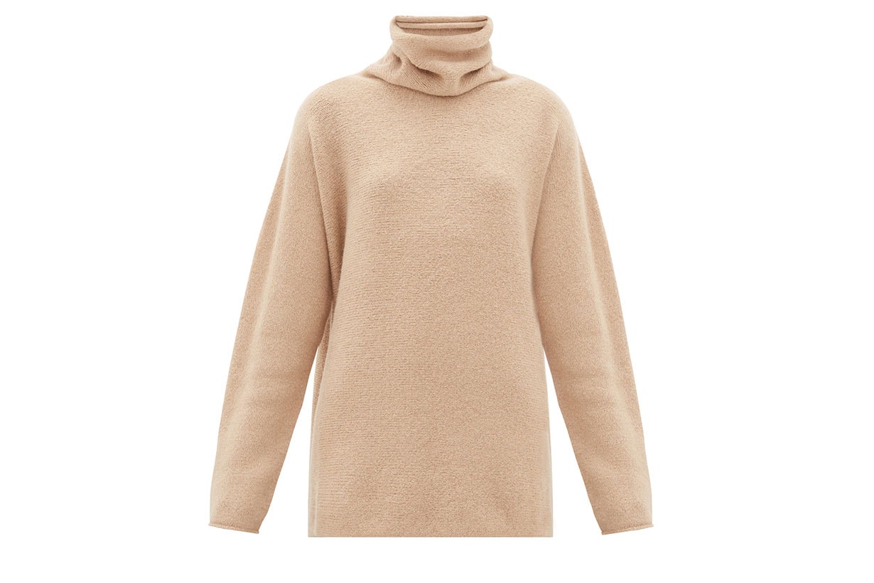 Horizontal Cowl-neck Baby-alpaca Sweater
