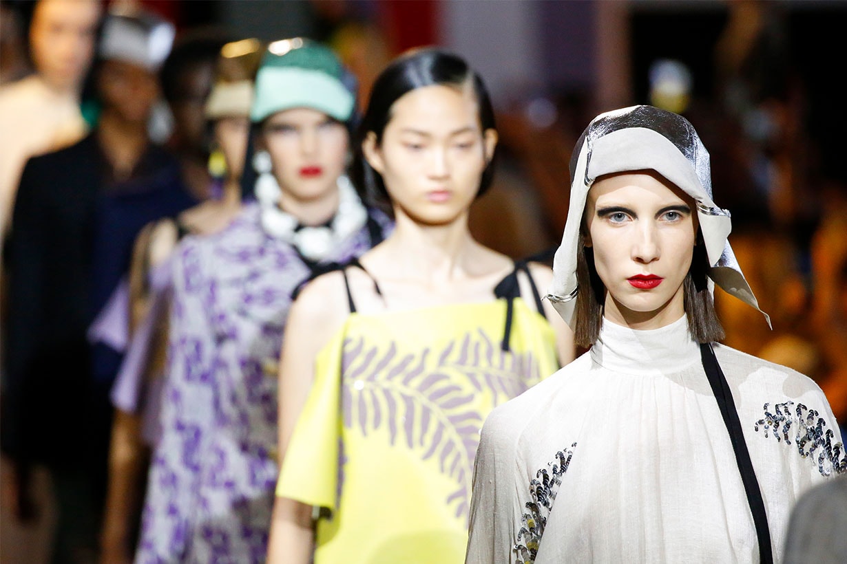 Headshot at the runway at the Prada show during the Milan Fashion Week Spring/Summer 2020 on September 18, 2019 in Fondazione Prada in Milan, Italy.