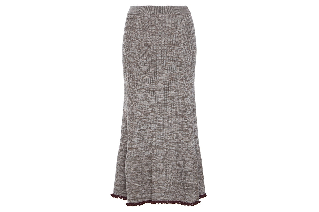 Jil Sander Accent Hem Wool-Blend Skirt