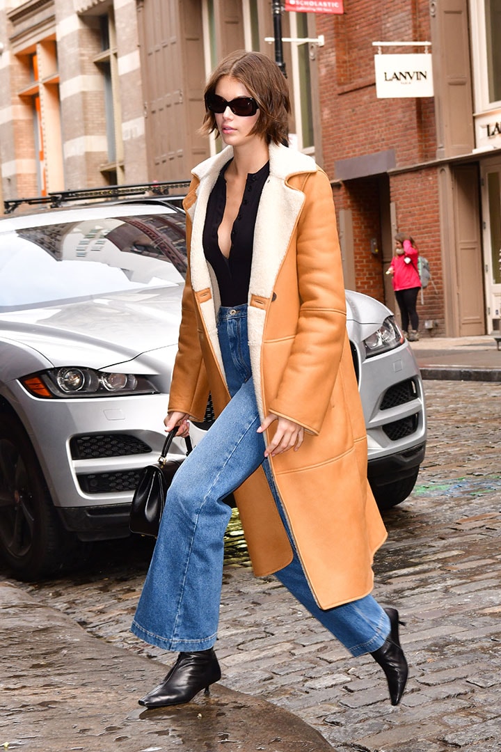 Kaia Gerber seen on the streets of SoHo on February 11, 2020 in New York City.
