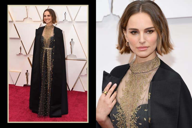 natalie portman oscars academy awards red carpet 2020 dior cape all female director