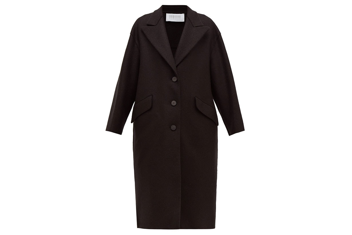 Oversized Single-breasted Pressed Wool Coat