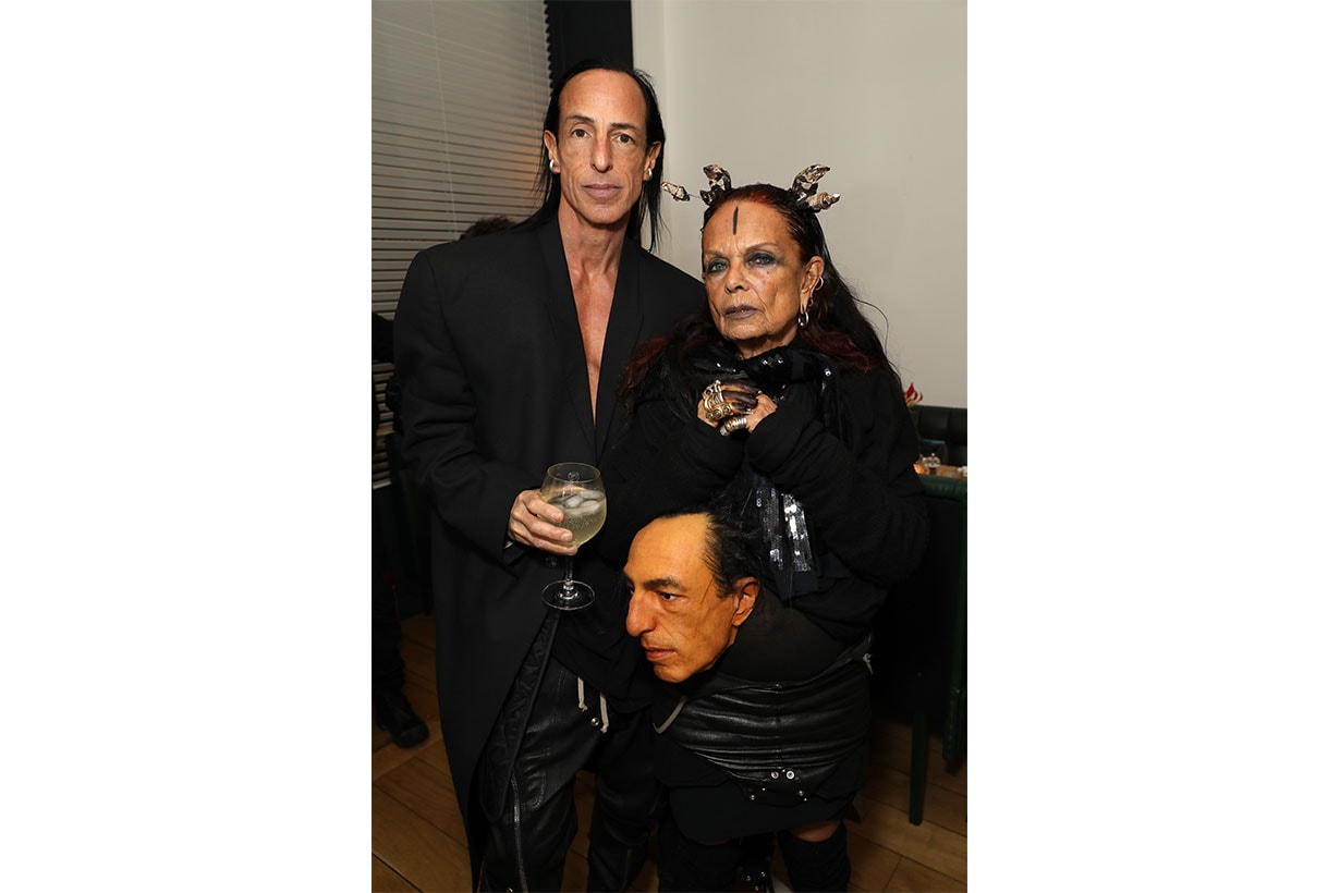 Rick Owens and Michele Lamy attend a dinner in Paris to celebrate 10 years of AnOther 13 hosted by Jefferson Hack, Susannah Frankel Le Labo and AnOther Magazine on February 27, 2020 in Paris, France.