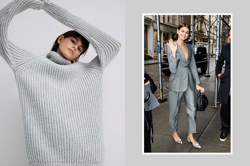 kaia gerber Alexander McQueen backless suit new york street style