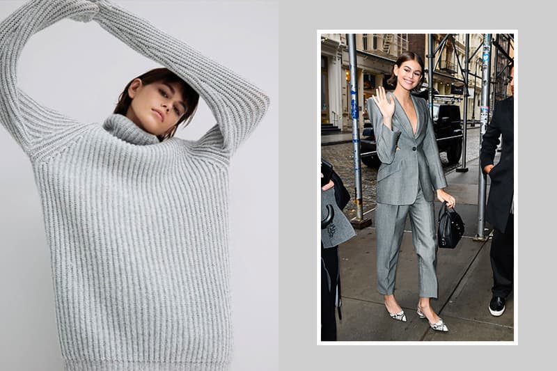 kaia gerber Alexander McQueen backless suit new york street style