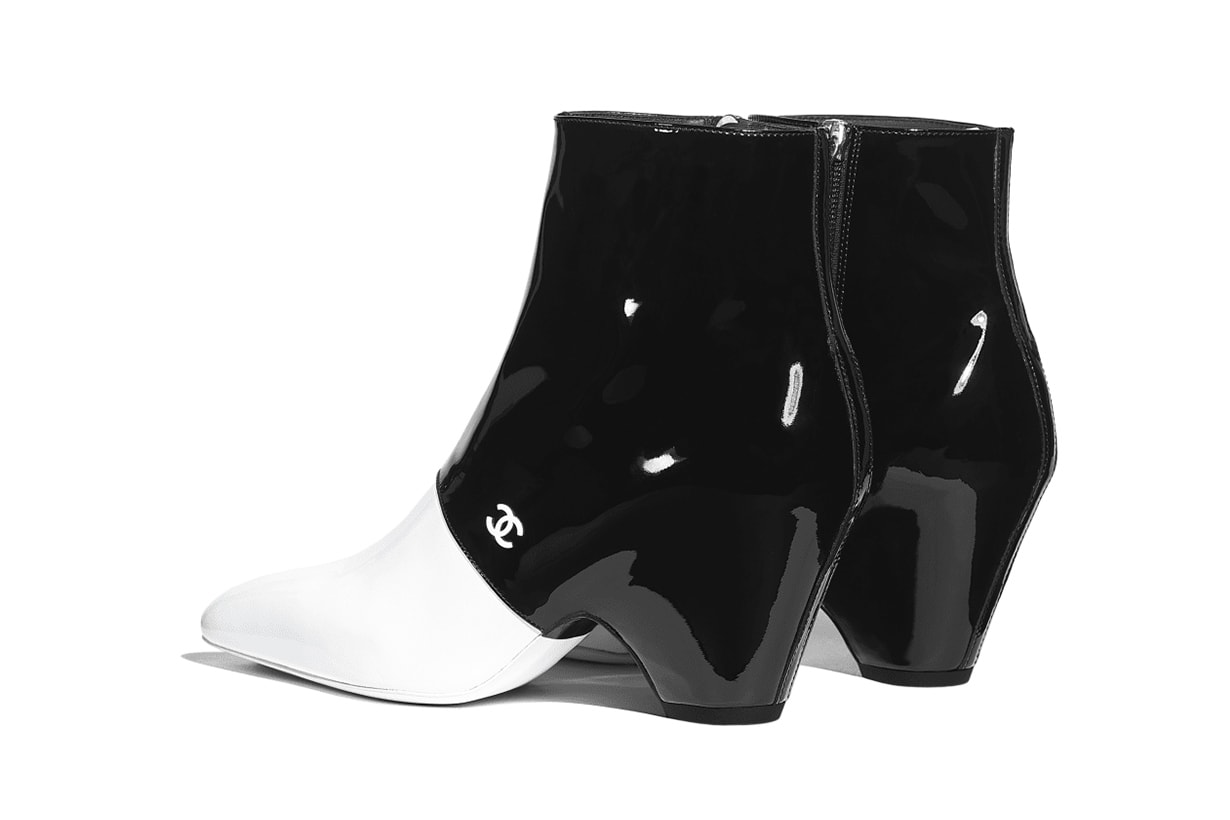 chanel trend boots two tone black and white