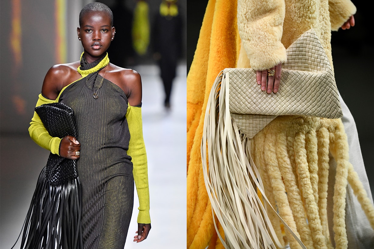 Adut Akech walks the runway during the Bottega Veneta fashion show as part of Milan Fashion Week Fall/Winter 2020-2021 on February 22, 2020 in Milan, Italy.