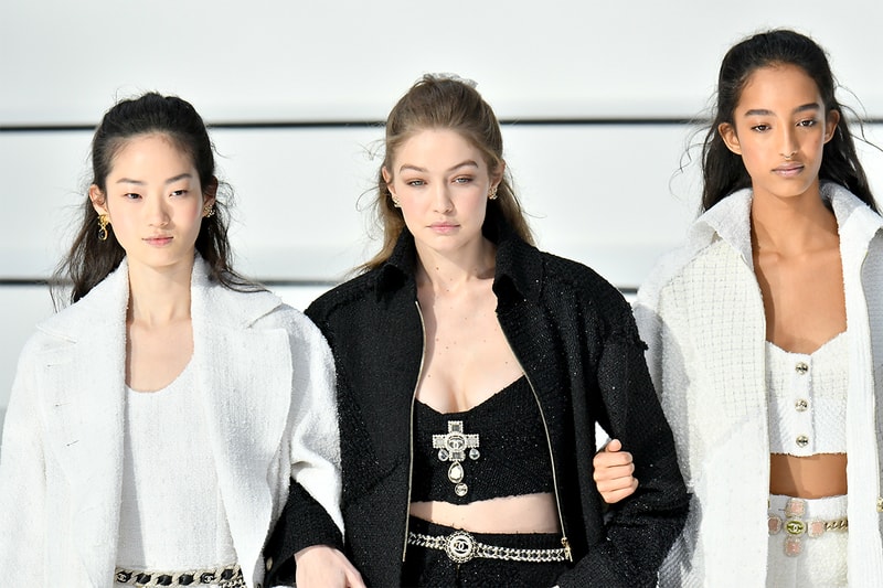 Gigi Hadid and models walk the runway during the Chanel Ready to Wear fashion show as part of the Paris Fashion Week Womenswear Fall/Winter 2020-2021 on March 03, 2020 in Paris, France.