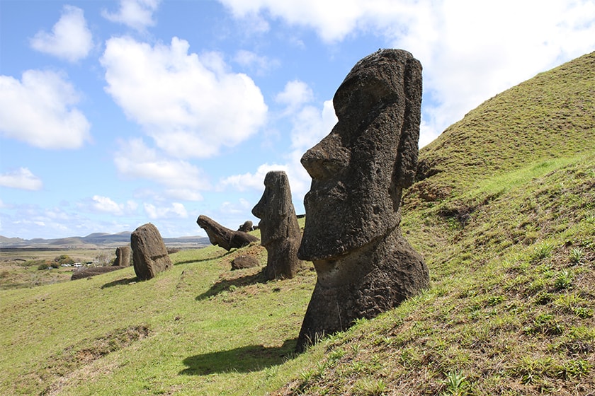 easter island Moai sculpture destroyed by truck