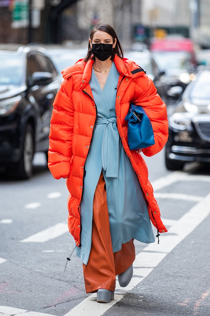 Marina Ingvarsson is seen wearing face mask outside Michael Kors during New York Fashion Week Fall / Winter 2020 on February 12, 2020 in New York City.