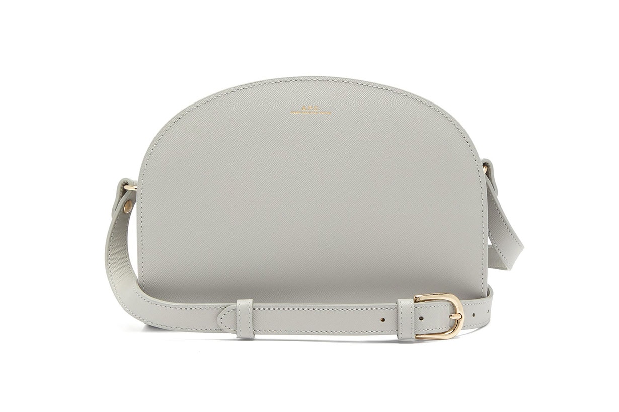 Half-moon saffiano-leather cross-body bag