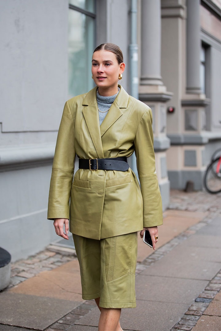 Leather suit street style
