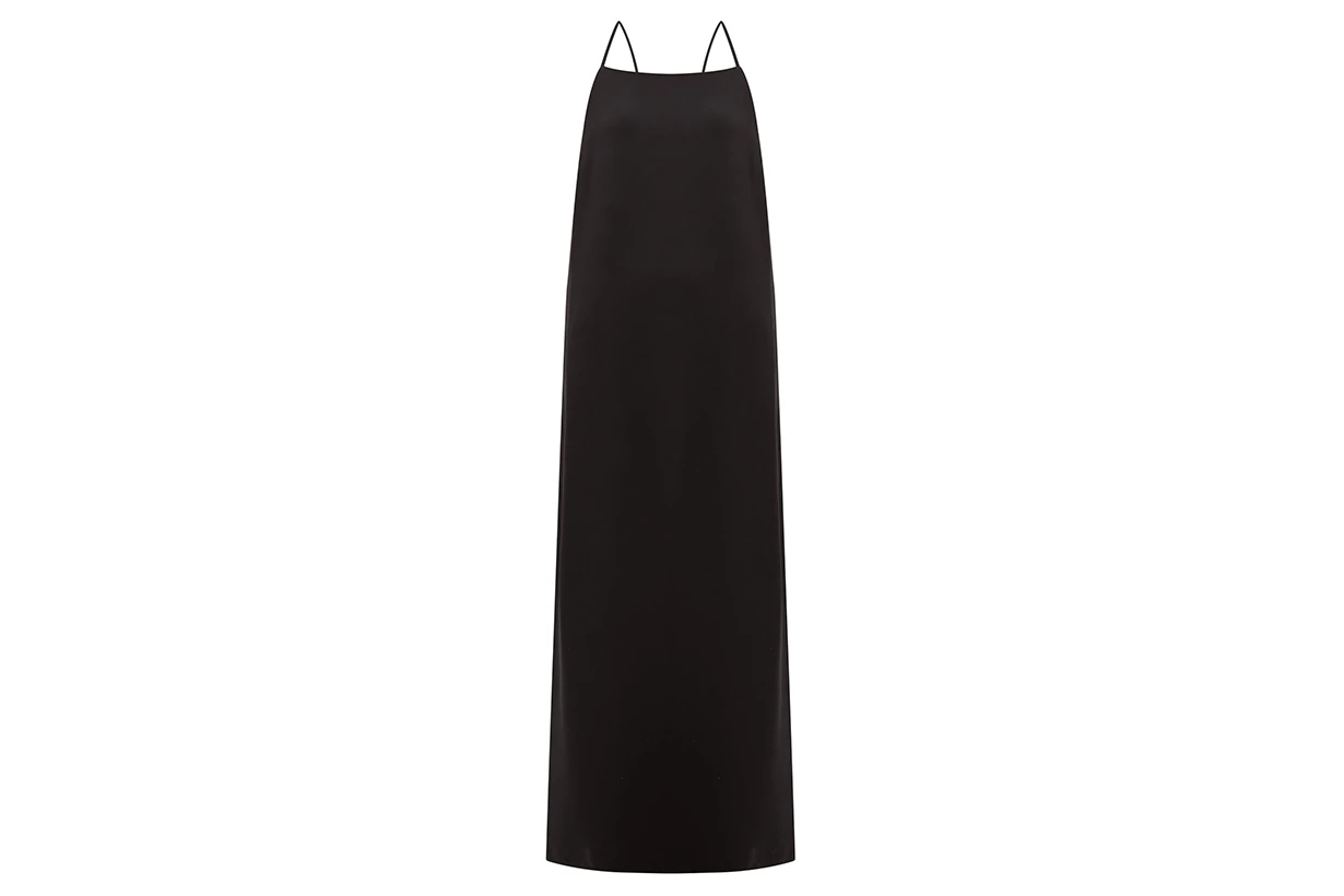 Maricella square-neck silk-crepe slip dress