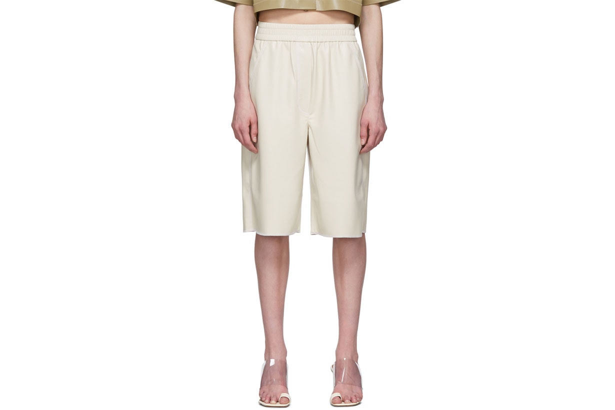 Nanushka Off-White Vegan Leather Yolie Long Shorts