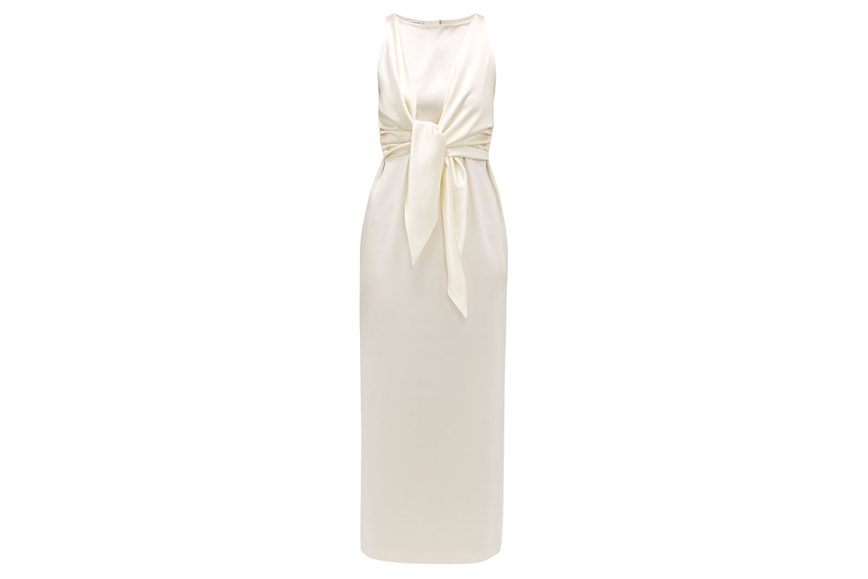 Nicole tie-front silk-charmeuse dress