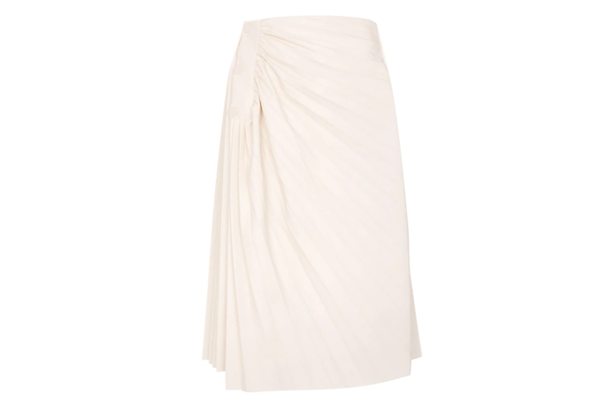 Pleated Faux Leather Midi Skirt