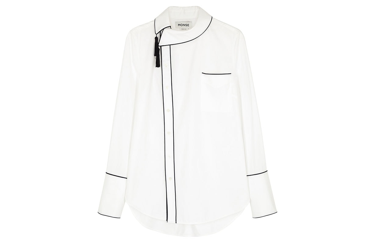 White Tassel-embellished Stretch-cotton Shirt