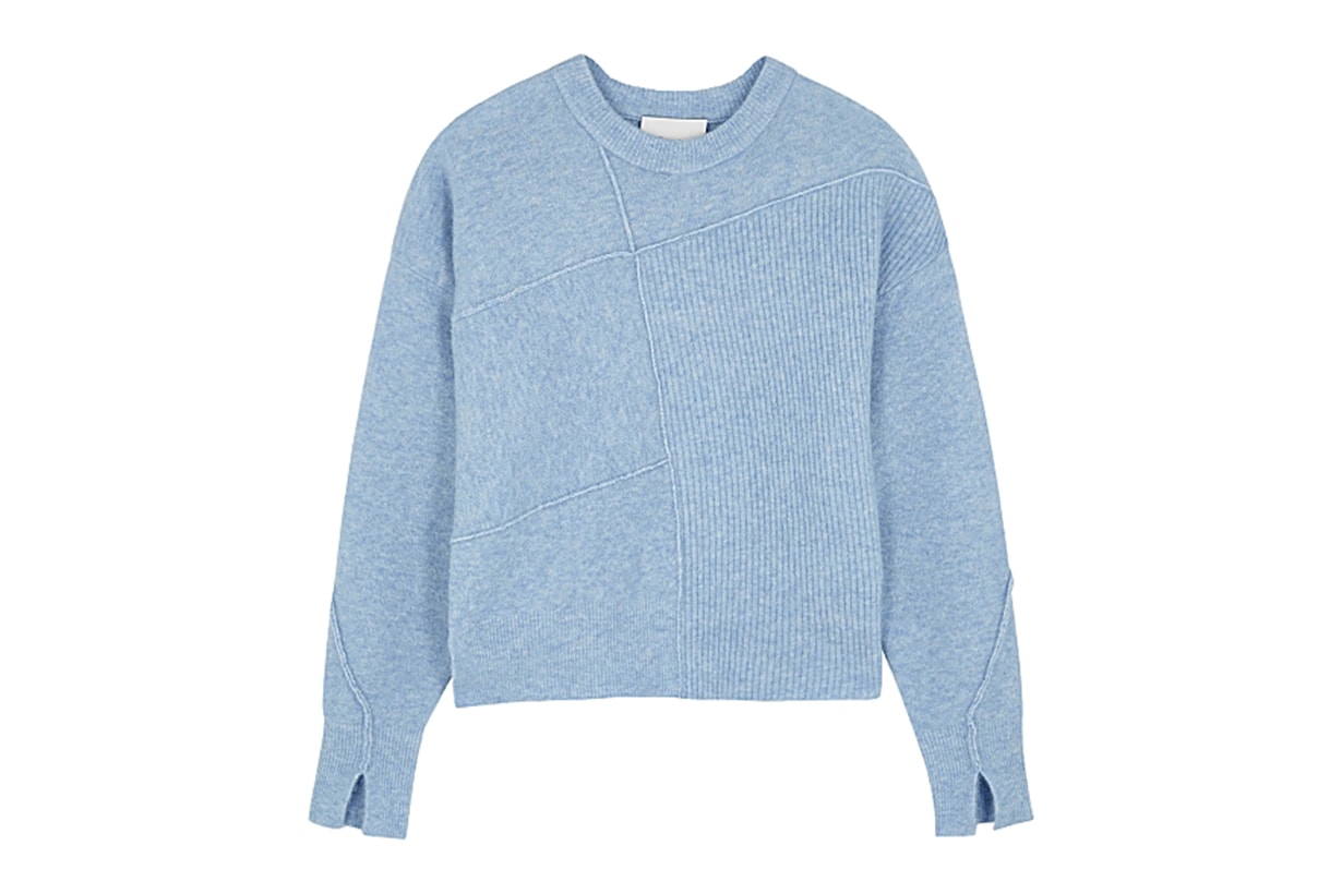 3.1 PHILLIP LIM Lofty blue panelled knitted jumper