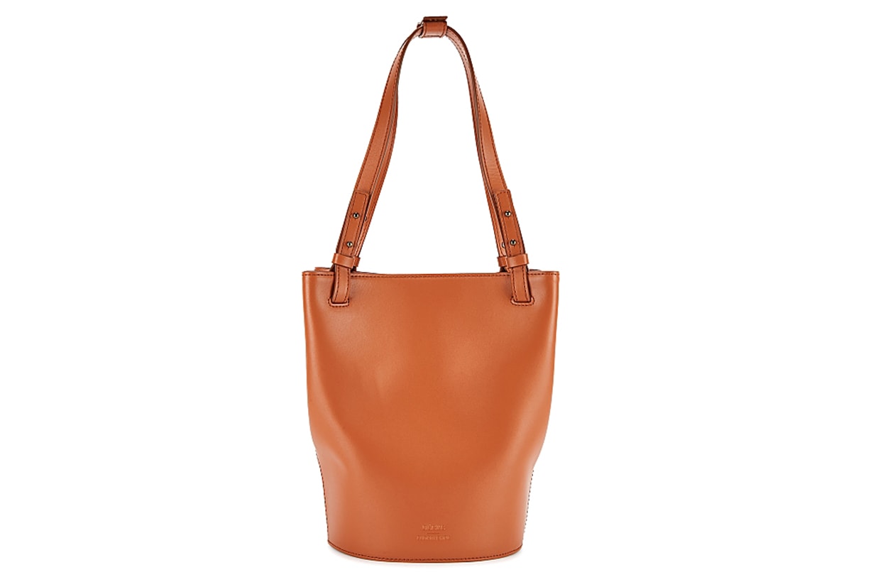 Aaron brown leather bucket bag