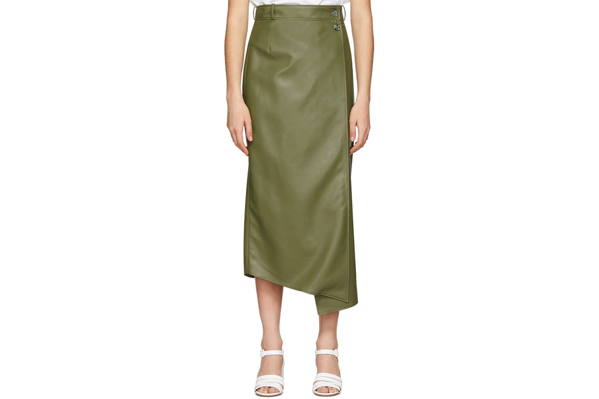 Áeron Green Faux-Leather Lucilla Wrap Skirt
