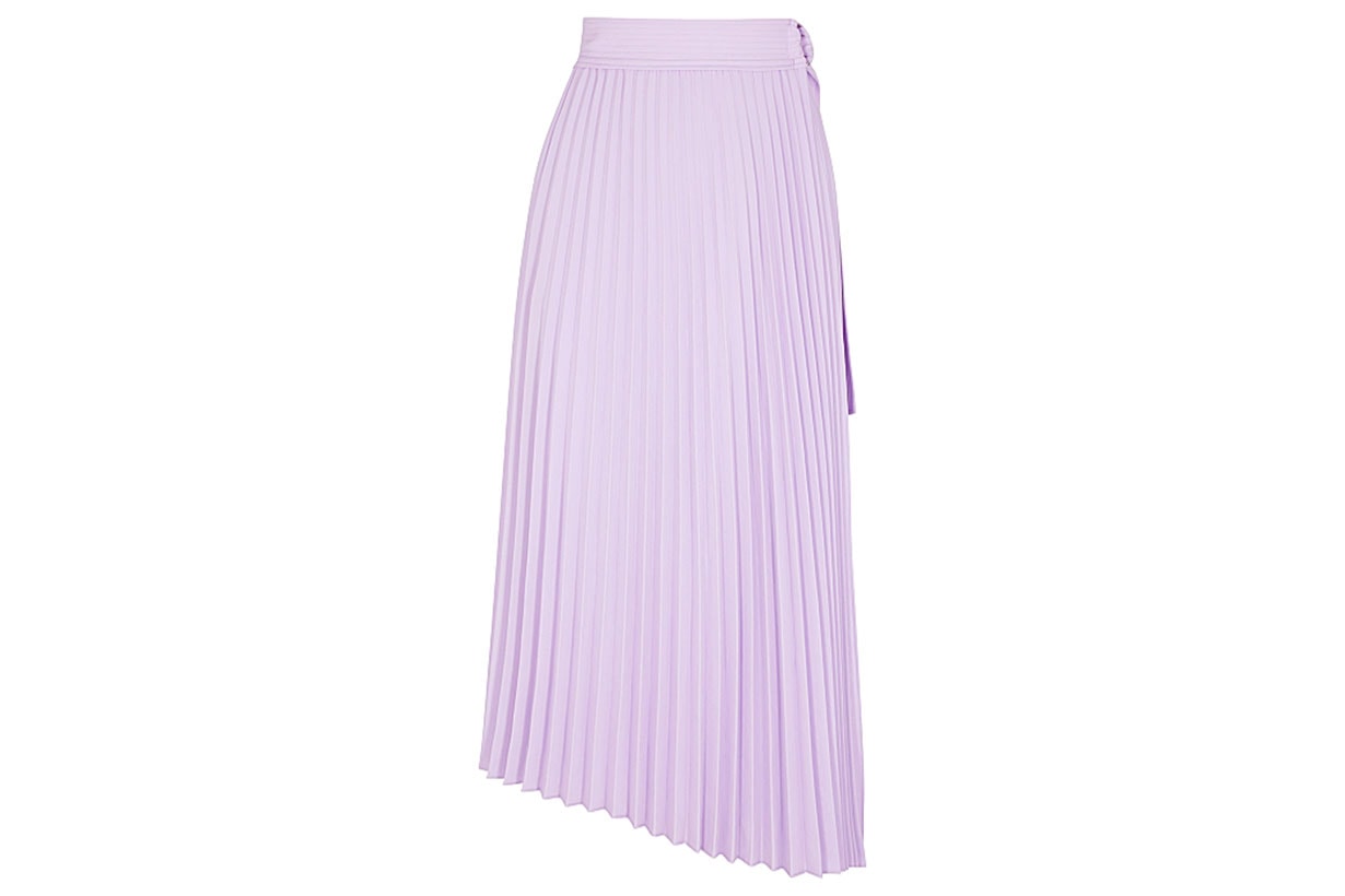 Arielle lilac pleated twill midi skirt