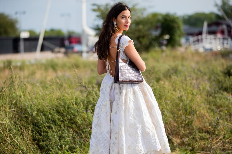 Bettina Looney is seen wearing white dress outside Cecilie Bahnsen during Copenhagen Fashion Week Spring/Summer 2020 on August 07, 2019 in Copenhagen, Denmark.