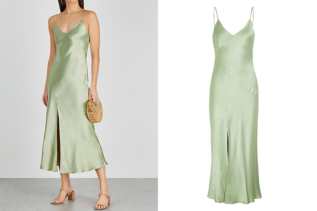 BEC & BRIDGE Crest light green satin midi dress