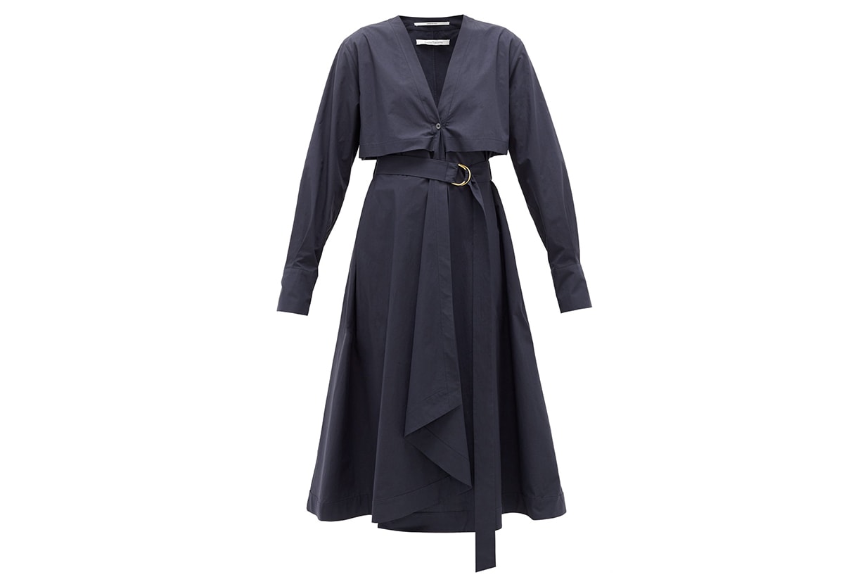 Belted organic cotton-poplin shirt dress