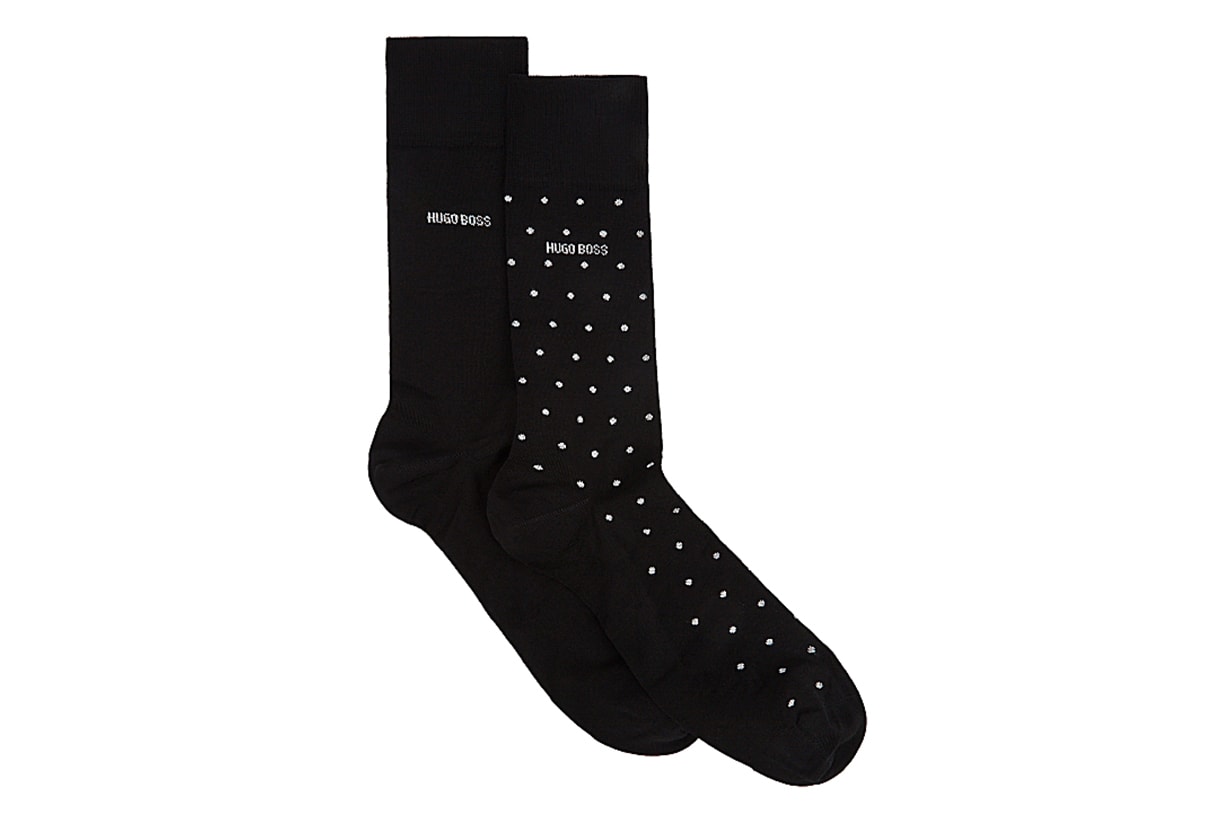Black logo-intarsia socks - set of two