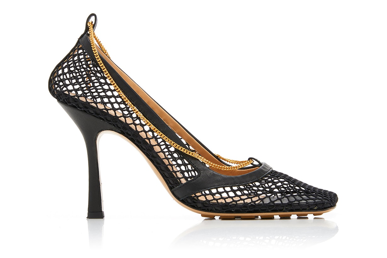 Bottega Veneta Stretch Embellished Mesh And Leather Pumps