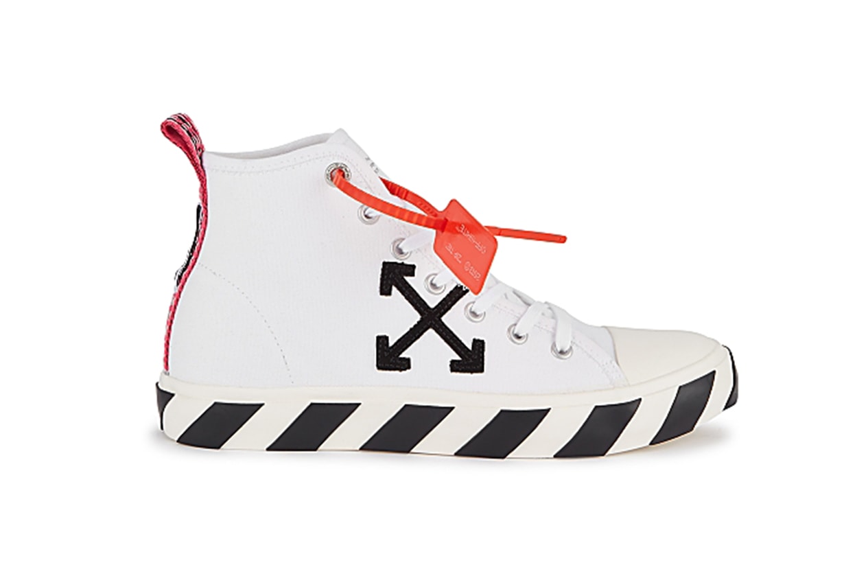 Diag Vulcanised white canvas hi-top sneakers