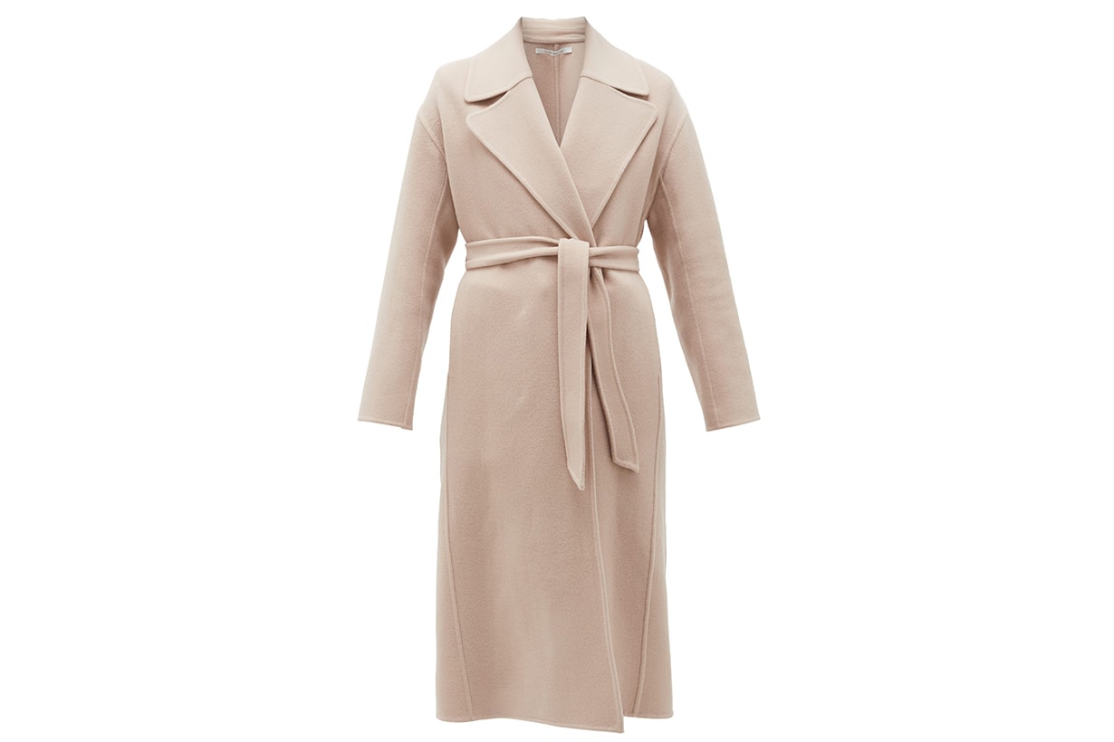 Double-breasted merino-wool midi coat