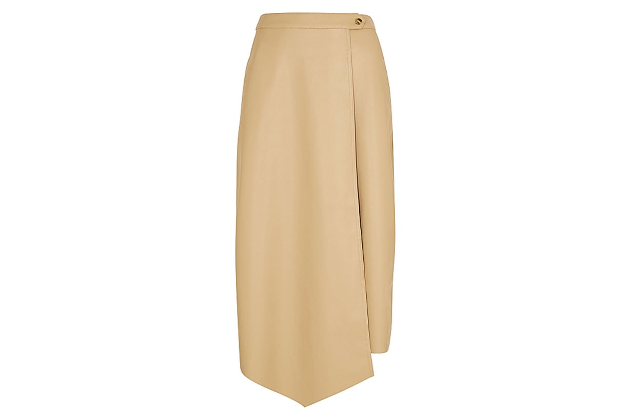 Evie ecru faux leather wrap skirt