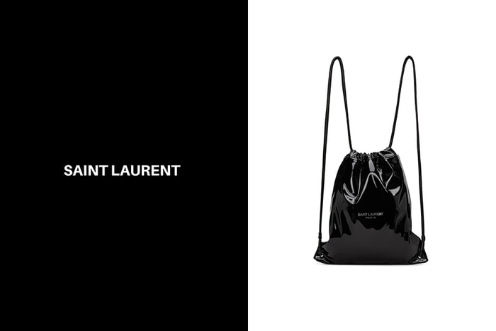 Saint Laurent 這一枚華麗漆黑束口袋，搭配居家運動服也能率性又型格！