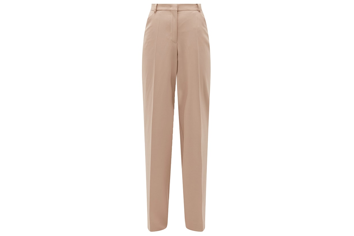 High-rise wool flared trousers