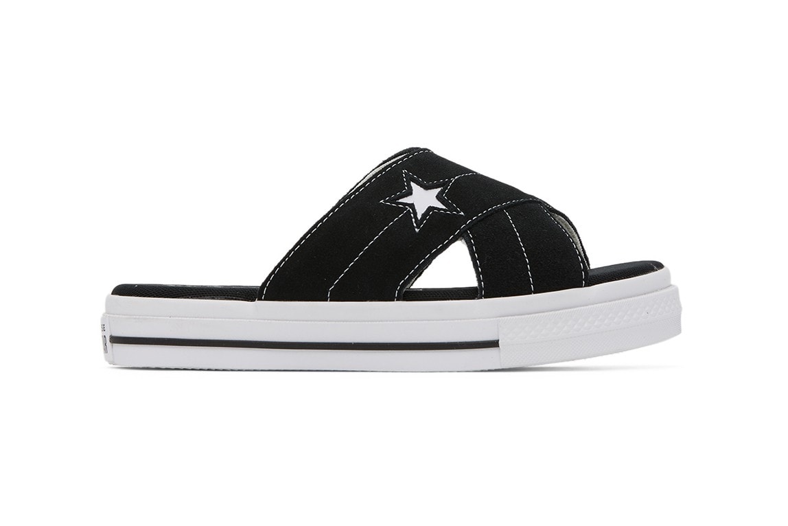 converse one star criss cross sandal black egret stay home footwear slides release