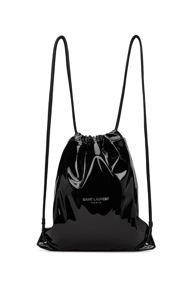 saint laurent black patent leather lambskin teddy backpack drawstring Anthony vaccarello handbags