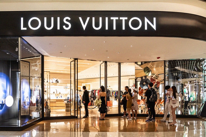 Customers seen lining up in front of a French fashion house and luxury retail company Louis Vuitton store in Shanghai.