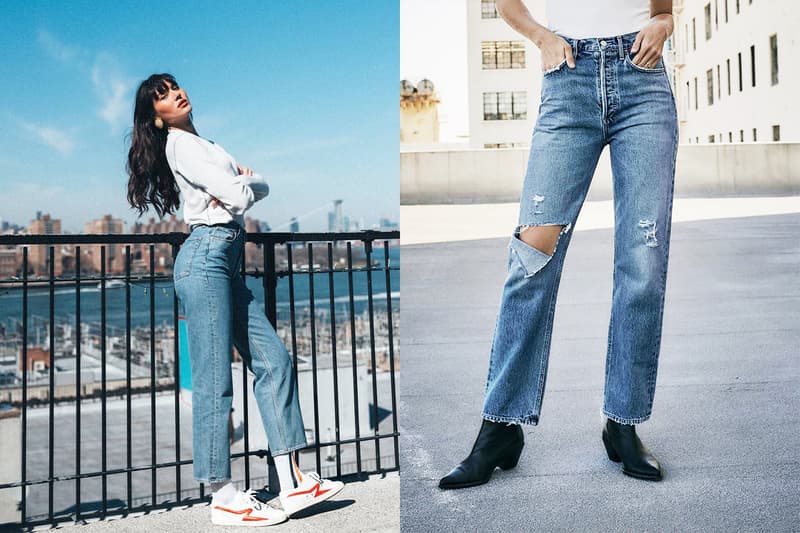 Jeans Denim RAG & BONE Cate light blue slim-leg jeans AGOLDE straight-leg jeans wide-leg jeans Vetements